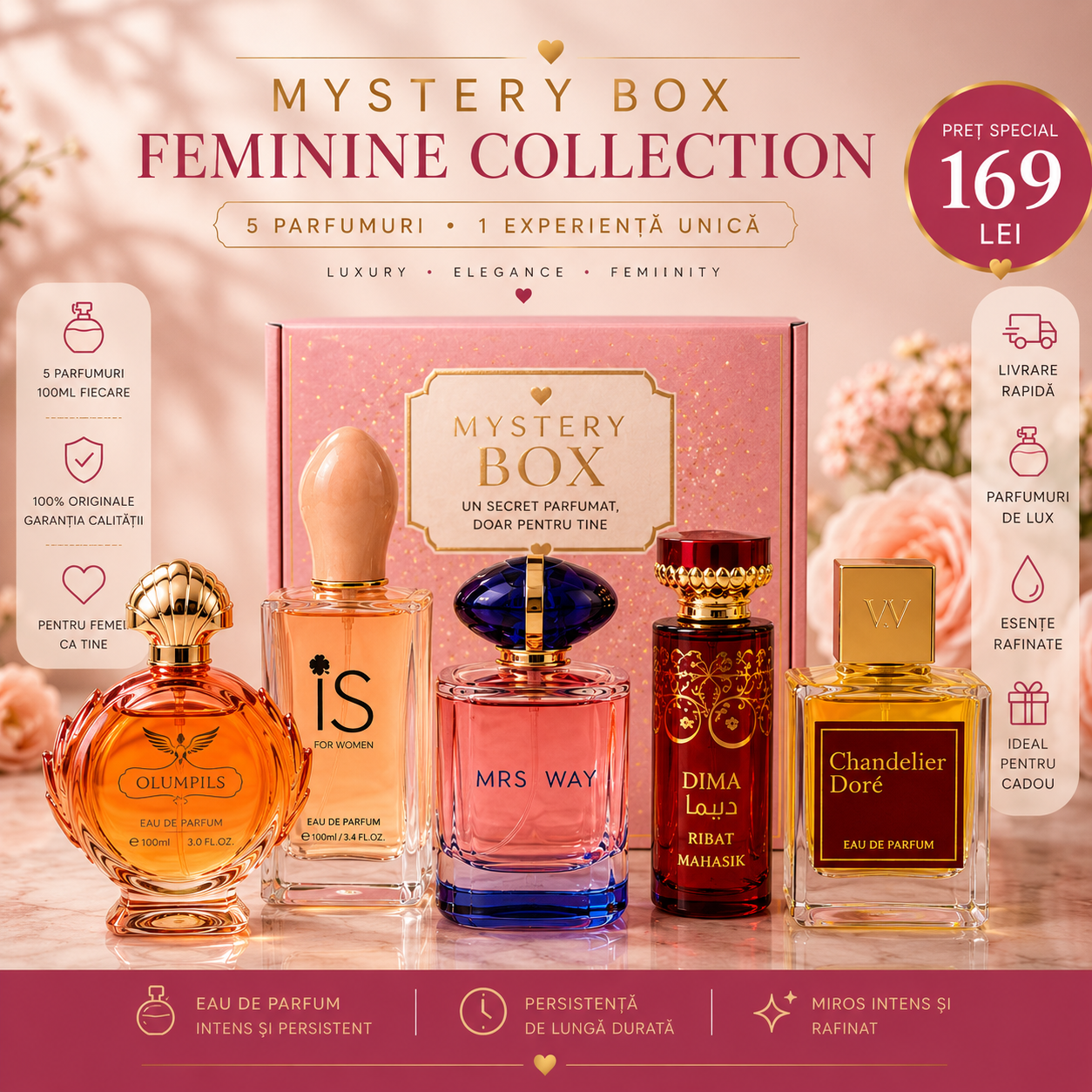 MYSTERY BOX - 5 PARFUMURI DAMĂ 100ml