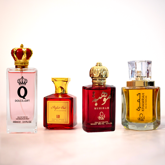 SET 4 PARFUMURI DAMĂ - Dolce & Gift, Perfect Oud, Muhibah, Khamrah