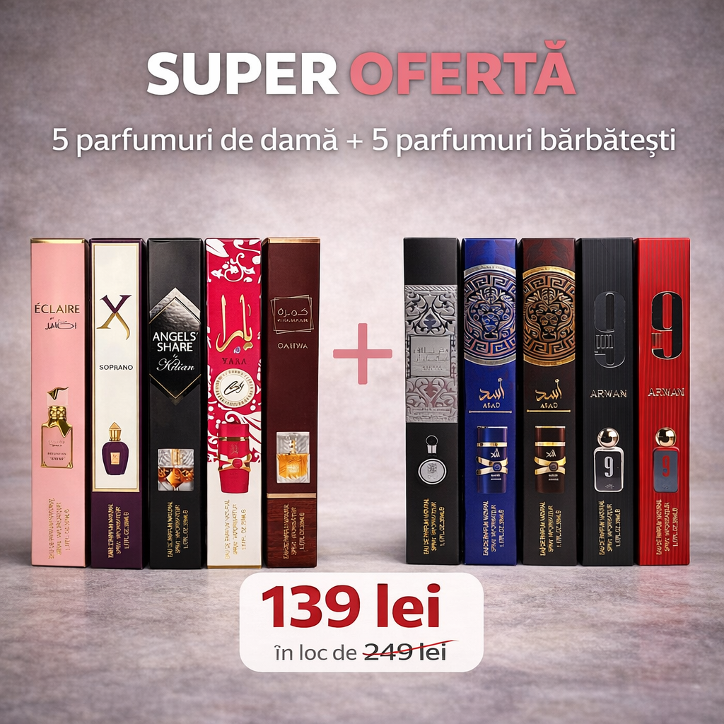 SET 5 PARFUMURI DAMĂ + 5 PARFUMURI BĂRBĂTEȘTI (35ml)