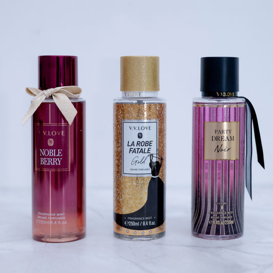 SET 3 SPRAY-URI DE CORP SI PAR - NOBLE BERRY, LA ROBE FATALE, PARTY DREAM