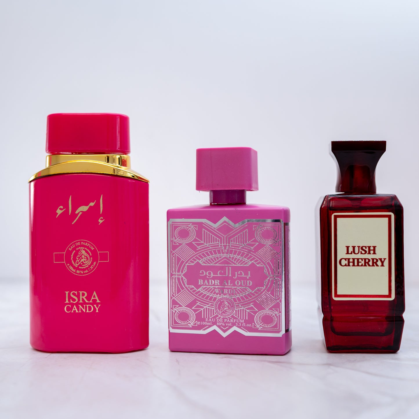 SET 3 PARFUMURI DAMA - ISRA CANDY, LUSH CHERRY, 9 30 AM ROUGE