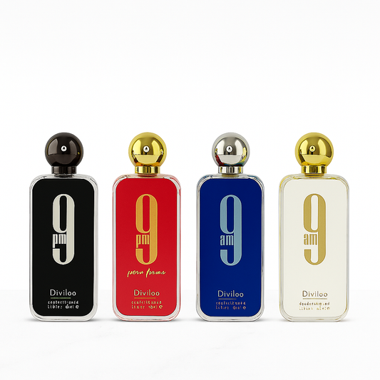 SET 4 PARFUMURI - 3 barbati + 1 dama - 9am blue, 9am white, 9pm red, 9pm black