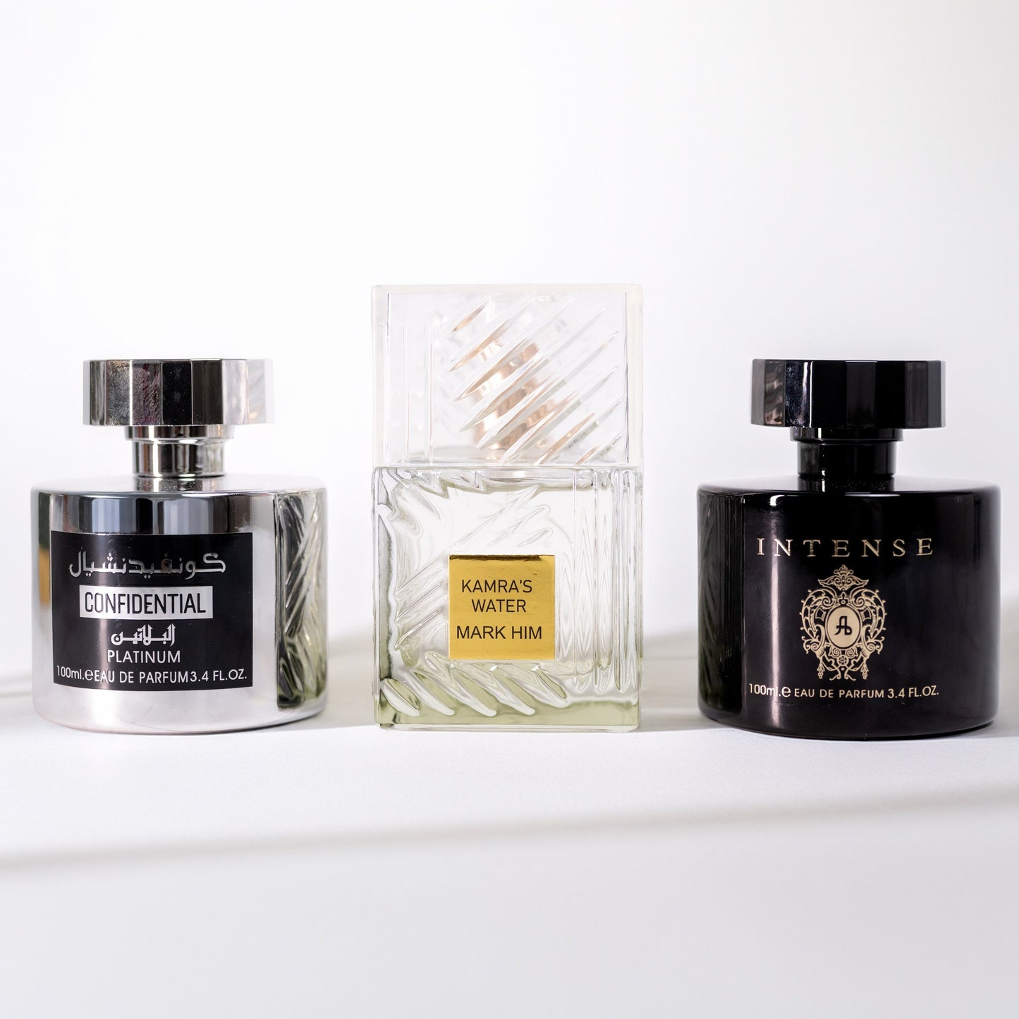 SET 3 PARFUMURI BĂRBĂTEȘTI 100ml - CONFIDENTIAL PLATINUM + INTENSE + KAMRA’S GREEN