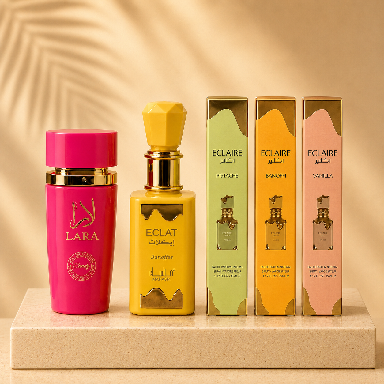 SET 5 PARFUMURI DAMA - LARA CANDY 100ml + ECLAT BANOFFEE 100ml + ECLAIRE x 3 (35ML)