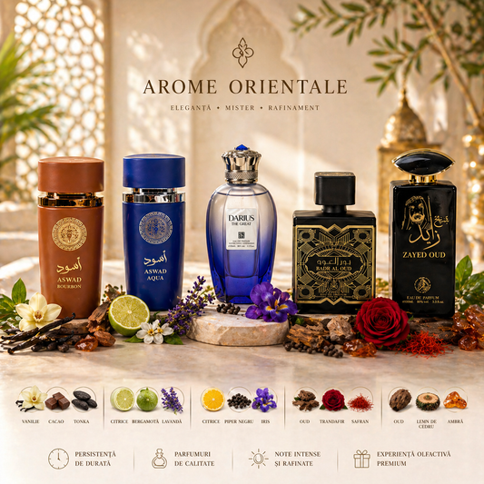 SET 5 PARFUMURI BARBATESTI 100ML - SHEIKH ZAYED+ASWAD BOURBON+DARIUS THE GREAT+BADR AL OUD+ASWAD AQUA