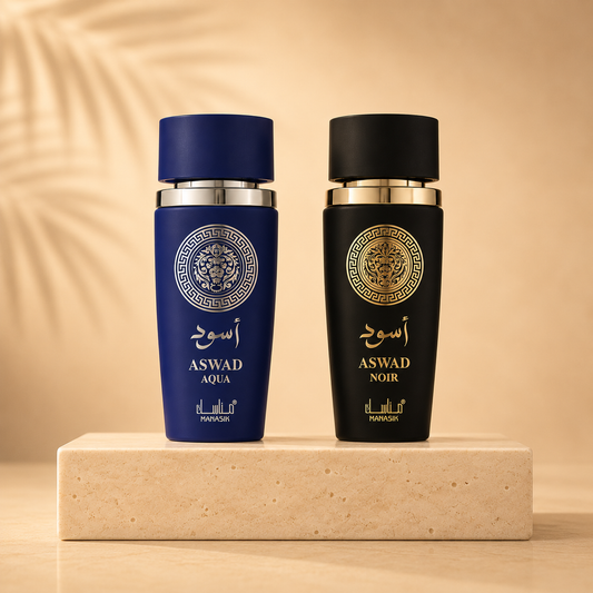 SET 2 PARFUMURI BĂRBĂTEȘTI 100ml - ASWAD AQUA + ASWAD NOIR