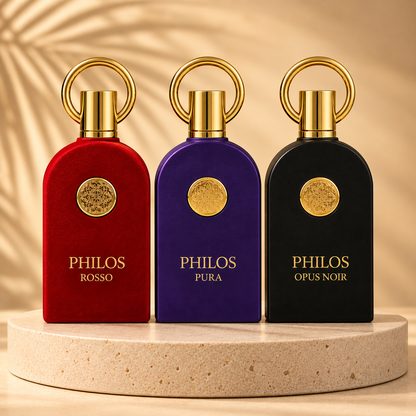 SET 3 PARFUMURI UNISEX 100ML - PHILOS PURA, PHILOS OPUS NOIR, PHILOS ROSSO