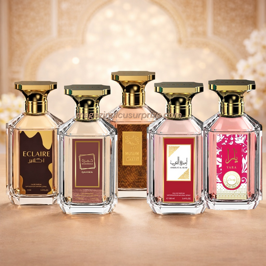 SET 5 PARFUMURI DAMA 100ml - ECLAIRE, KHAMRAH, AMEERAT AL ARAB, MUSAMAM, YARA