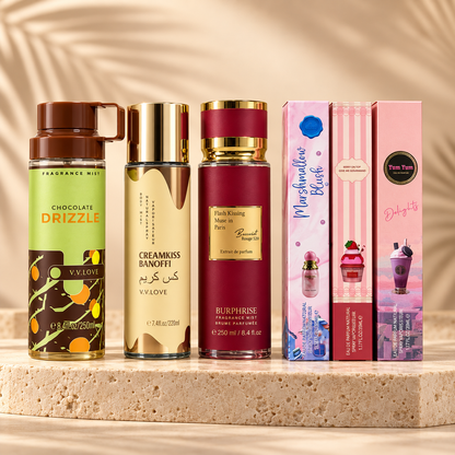 SET DAMA - CHOCOLATE DRIZZLE + CREAMKISS BANOFFI + BACCARAT ROUGE + MARSHMALLOW BLUSH + YUM YUM + BERRY ON TOP