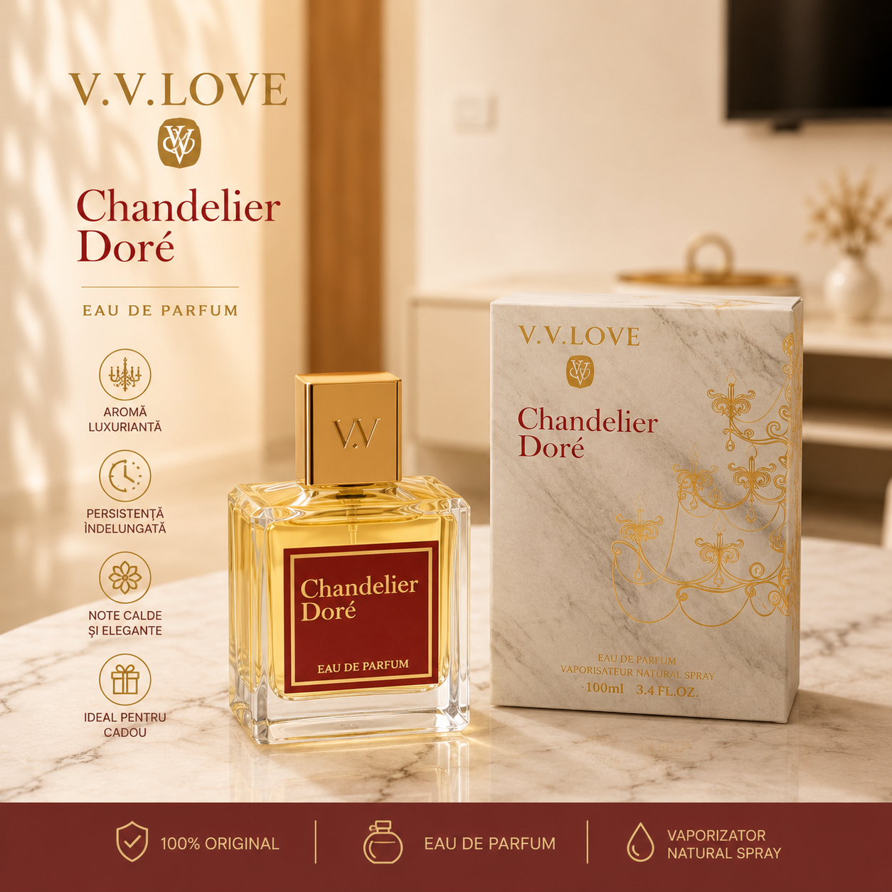 SET 4 PARFUMURI DAMĂ 100ml - MRS WAY + IS + OLUMPILS + CHANDELIER DORE