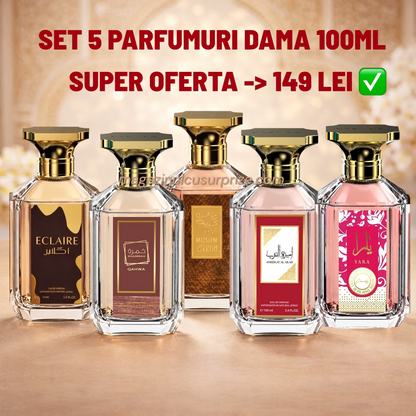 SET 5 PARFUMURI DAMA 100ml - ECLAIRE, KHAMRAH, AMEERAT AL ARAB, MUSAMAM, YARA