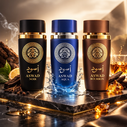 SET 3 PARFUMURI BARBATESTI 100ML - ASWAD BOURBON + ASWAD AQUA + ASWAD NOIR