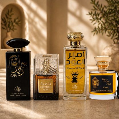SET 4 PARFUMURI ARABESTI UNISEX - SHEIKH ZAYED, KIRKE, AMEER AL OUDH, HUMRAH BUNI