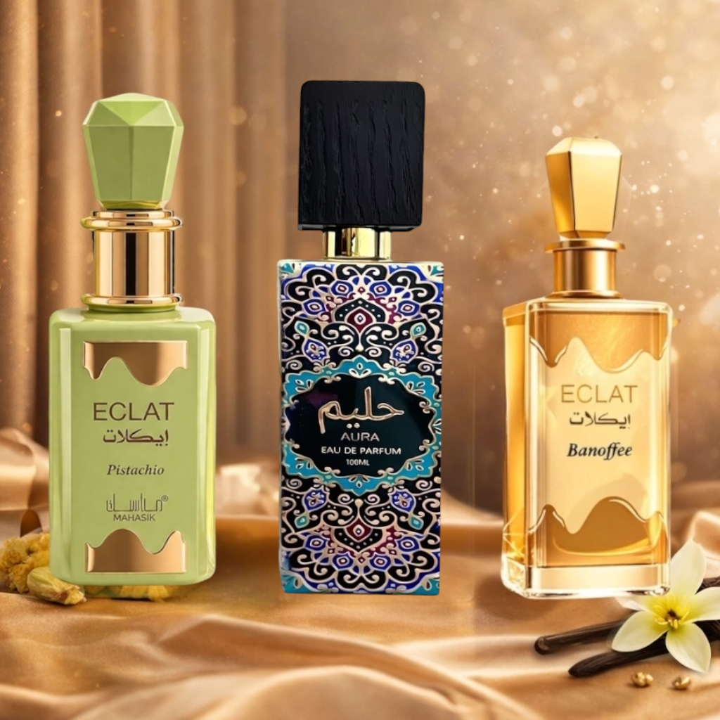 SET 3 PARFUMURI DAMA 100ML - ECLAT PISTACHIO + ECLAT BANOFFEE + AURA