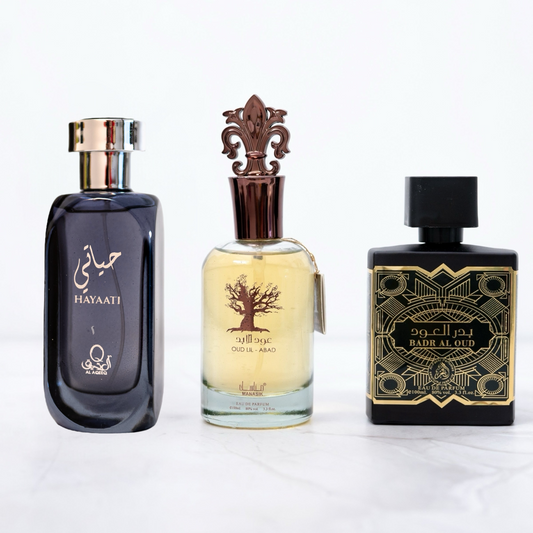 SET 3 PARFUMURI ARABESTI BARBATI - OUD LIL ABAD, HAAYATI, BADR AL OUD