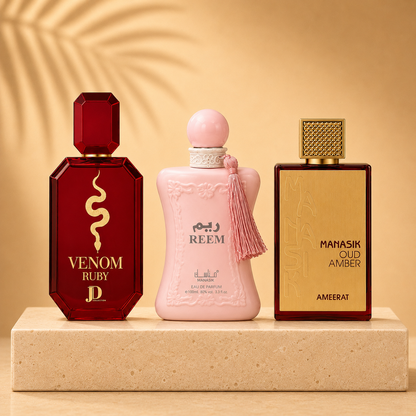 SET 3 PARFUMURI DAMA 100ML - REEM + VENOM RUBY + OUD AMBER AMEERAT