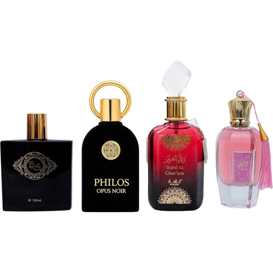 SET PARFUMURI DAMA + BARBATI - Oud 24 Hours, Philos Opus Noir, Ward Al Gharam, Daareen