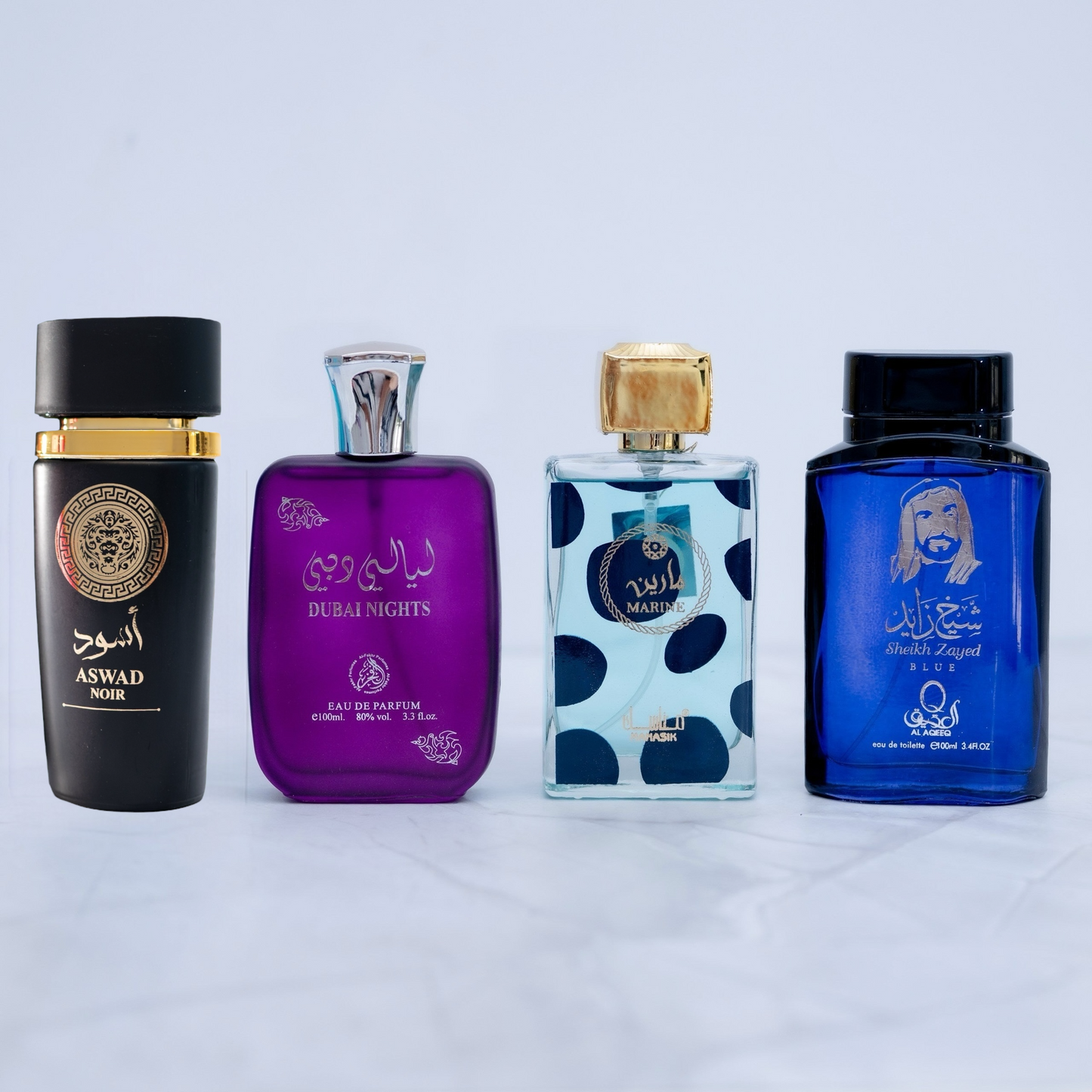 SET 4 PARFUMURI BARBATI - SHEIKH ZAYED BLUE, BADR AL OUD AMETHIST, MARINE, DUBAI NIGHTS