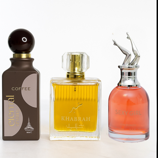 SET 3 PARFUMURI DAMA - KHABRAH, ETERNAL COFFEE, SEXY GIRL BLACK