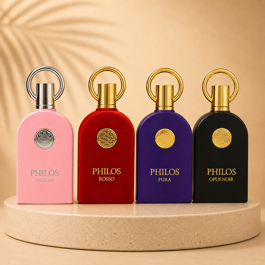 SET 2 PARFUMURI DAMA + 2 BĂRBĂTEȘTI - PHILOS DELILAH + ROSSO + OPUS NOIR + PURA
