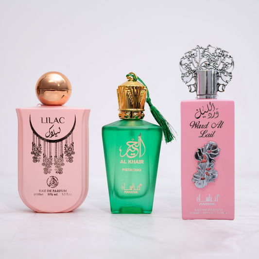 SET 3 PARFUMURI DAMA - LILAC, AL KHAIR PISTACHO, WARD AL LAIL