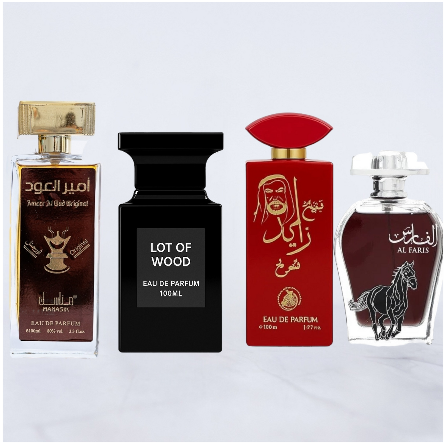 SET 4 PARFUMURI BARBATI - Al Faris, Ameer Al Oud Original, Sheikh Zayed Rosu, Lot of Wood