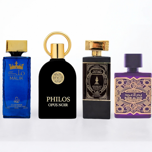 SET 4 PARFUMURI ARABESTI BARBATI - Malik, Arabian Nights, Badr Al Oud Amethist, Philos Opus Noir