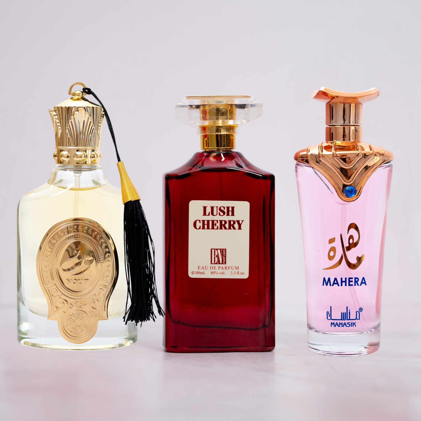 SET 3 PARFUMURI DAMĂ - LUSH CHERRY, NOUF, MAHERA