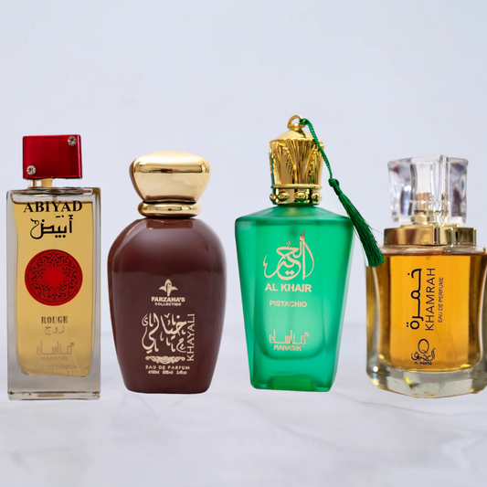 SET 4 PARFUMURI ARABESTI DAMA - Abyad Rouge, Khayali, Khamrah, Al Khair Pistacho