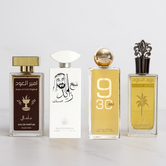 SET 4 PARFUMURI ARBAESTI UNISEX - SHEIKH ZAYED ALB, AMEER AL OUD, OUD AL ARAQA, 9 30 AM