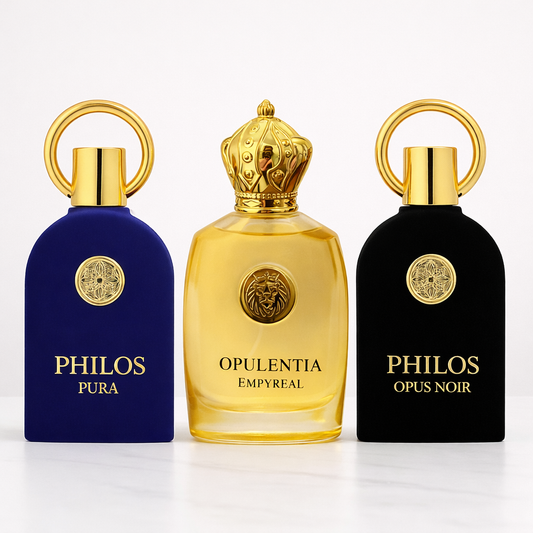 SET 3 PARFUMURI UNISEX - PHILOS PURA + OPULENTIA EMPYREAL + PHILOS OPUS NOIR