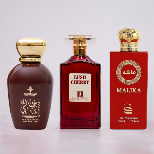 SET 3 PARFUMURI DAMĂ - LUSH CHERRY, KHAYALI, MALIKA