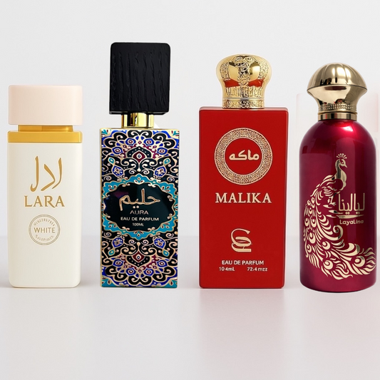 SET 4 PARFUMURI DAMA - LAYALINA + MALIKA + AURA + LARA WHITE