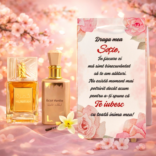 SET CADOU PENTRU SOTIE - TABLOU PERSONALIZAT + ECLAT VANILLA + HUMRAH 100ML