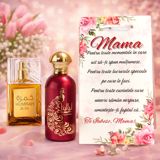 SET CADOU PENTRU MAMA - TABLOU PERSONALIZAT + HUMRAH BUNI + LAYALINA 100ML