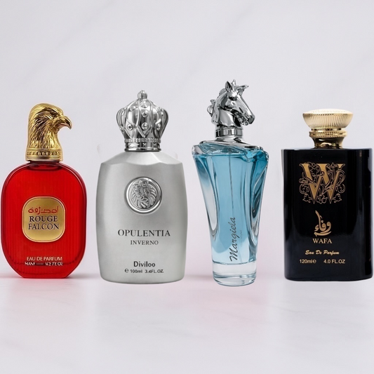 SET 4 PARFUMURI BARBATI - MARGIELA BLUE, WAFA, OPULENTIA INVERNO, ROUGE FALCON