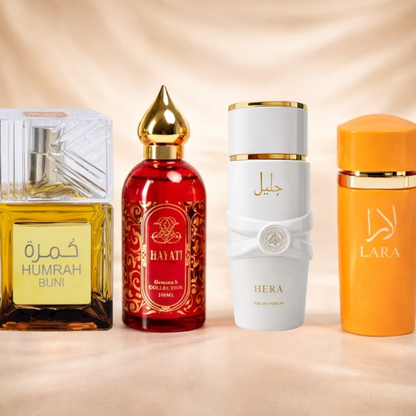 SET 4 PARFUMURI DAMĂ 100ml - HAYATII + LARA TOUS + HUMRAH BUNI + HERA WHITE