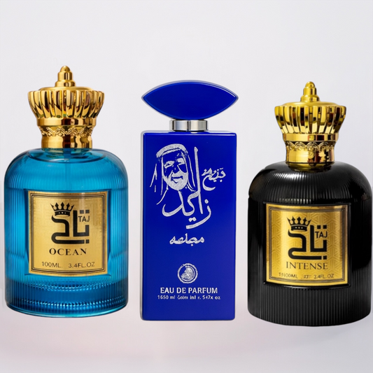 SET 3 PARFUMURI BĂRBĂTEȘTI 100ml - OCEAN, SHEIKH ZAYED ALBASTRU, INTENSE