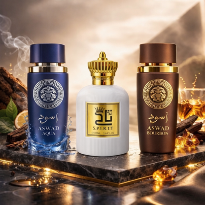 SET 3 PARFUMURI BARBATESTI 100ML - ASWAD BOURBON + SPIRIT + ASWAD AQUA