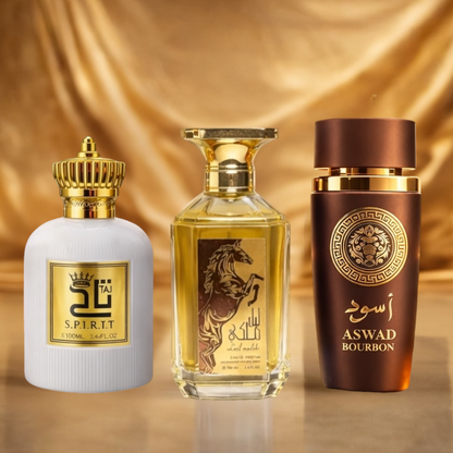 SET 3 PARFUMURI BARBATESTI - LAIL MALEKI, SPIRIT, ASWAD BOURBON