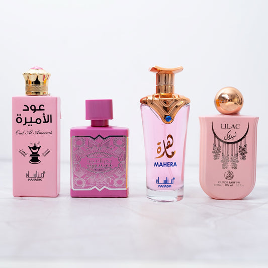 SET 4 PARFUMURI ARABESTI DAMA - Mahera, Oud al Ameerah, Lilac & Badr al Oud Wardi
