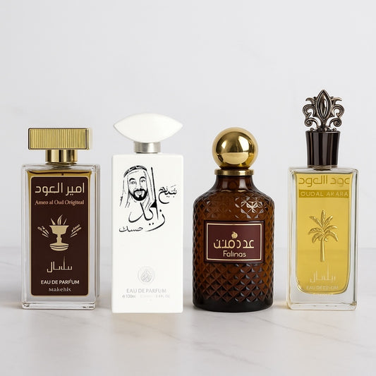 SET 4 PARFUMURI ARBAESTI UNISEX - SHEIKH ZAYED ALB, AMEER AL OUD, OUD AL ARAQA, FALLINTA