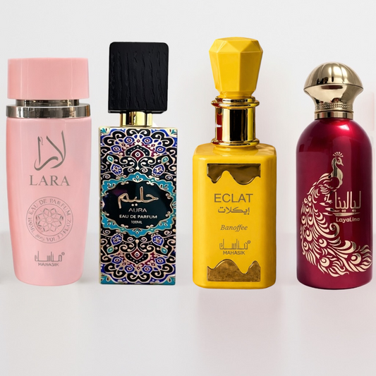 SET 4 PARFUMURI DAMA - LAYALINA + ECLAT BANOFFEE + AURA + LARA