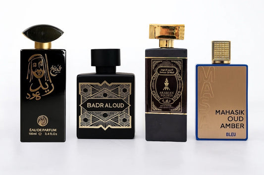 SET 4 PARFUMURI ARABESTI BARBATI - Sheikh Zayed, Arabian Nights, Manasik Oud Amber Blue, Badr al Oud