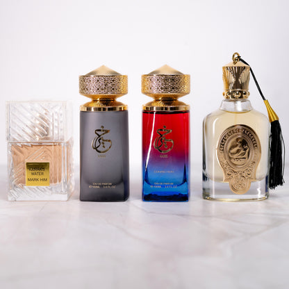 SET 2 PARFUMURI DAMA + 2 BARBATESTI 100ML - KAMRA'S BURGUNDY + KARRI + NOUF + KARRI CONFECTION