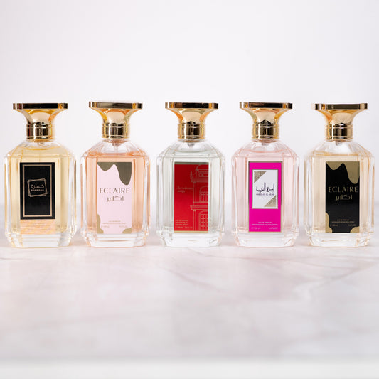 SET 5 PARFUMURI DAMA 100ml - ECLAIRE, KHAMRAH, AMEERAT AL ARAB, BERRYDECARE, ECLAIRE BLACK