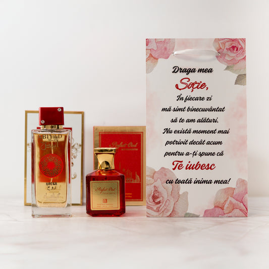 SET CADOU PENTRU SOTIE - TABLOU PERSONALIZAT + 2 PARFUMURI ARABESTI 100ML