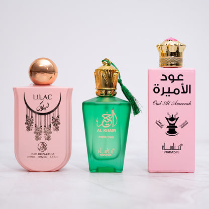 SET 3 PARFUMURI DAMA - LILAC, AL KHAIR PISTACHO, OUD AL AMEERAH