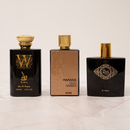 SET 3 PARFUMURI BARBATI - OUD 24 HOURS, WAFA, OUD AMBER NOIR